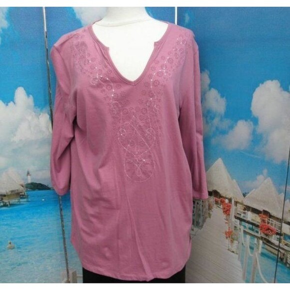 NEW by JAYNE B COLLECTION, PINK LAVENDER, PLUS SIZE 16W-18W) 3/4 SLEEVES, BLOUSE - Picture 1 of 5